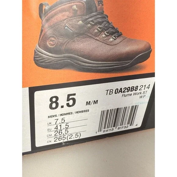 NEW Timberland Flume Mid Dark Brown Waterproof Hiking Boots Men 8.5 M TB 0A29B8 - Picture 16 of 16